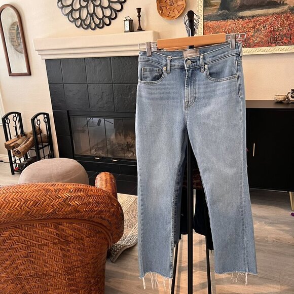 Everlane Jeans Womens Size 27R Light Wash Straight Leg Raw Hem Denim Cotton - Picture 15 of 15